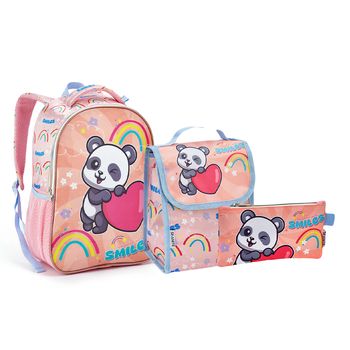 Kit-Mochila---Lancheira---Estojo-Rosa-Kids-Panda-|-Seanite-Tamanho--UN---Cor--ROSA-0